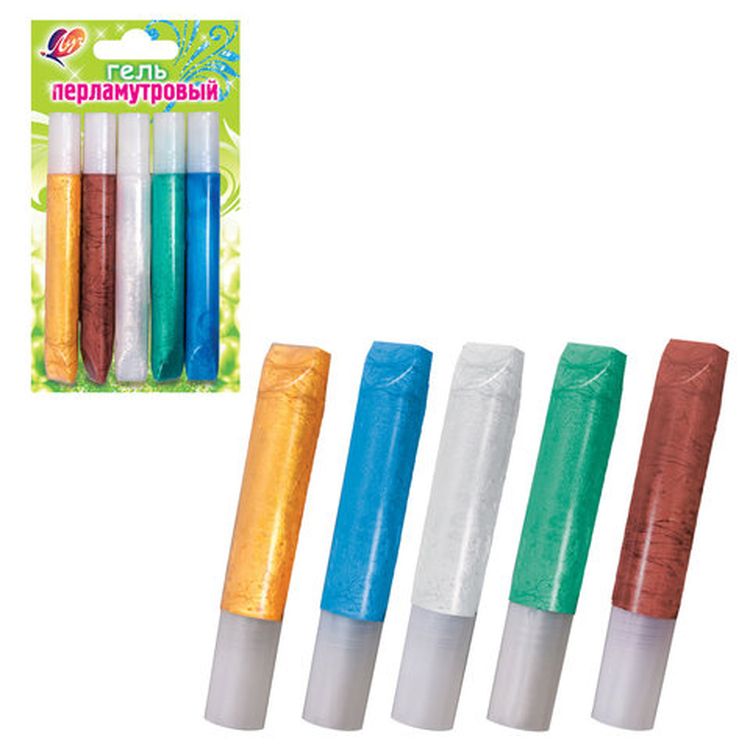 Гели с блестками 5 цв., перламутровые, в тубах по 10 мл, Луч — картинка 2