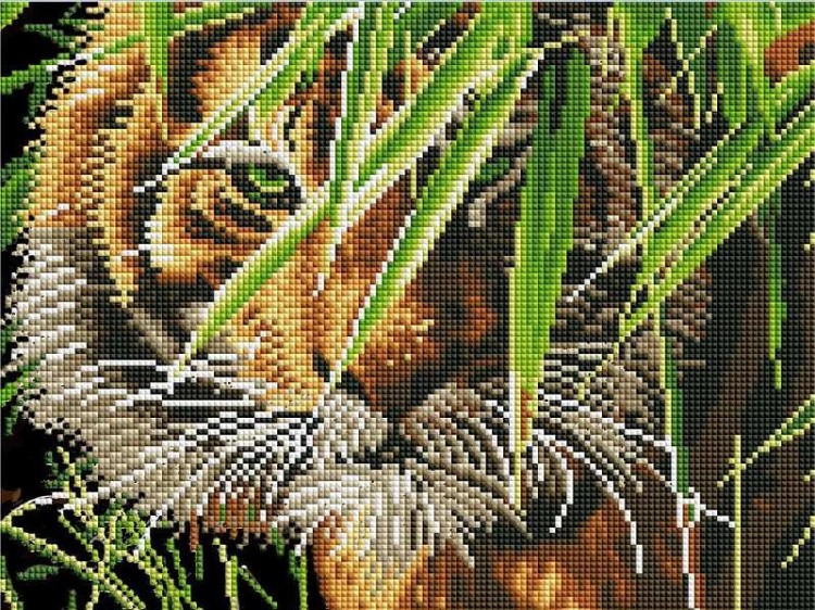 Алмазная вышивка «Большой тигр в джунглях»