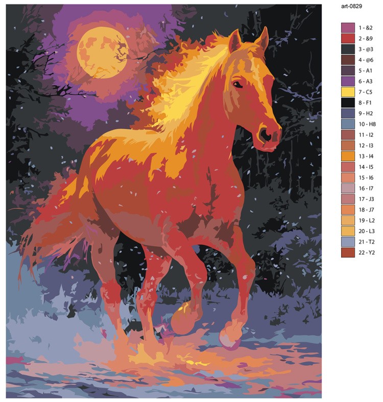 Картина по номерам Красная огненная лошадь Символ года — картинка 2