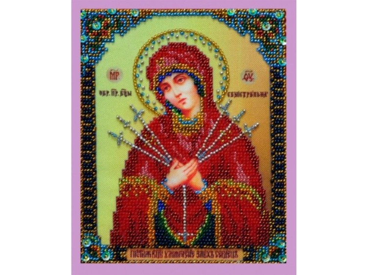Набор для вышивания бисером Миниатюрная «Икона Божией Матери Семистрельная» (Умягчение злых сердец)