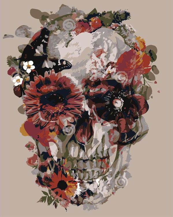 Картина по номерам «Цветочный череп»