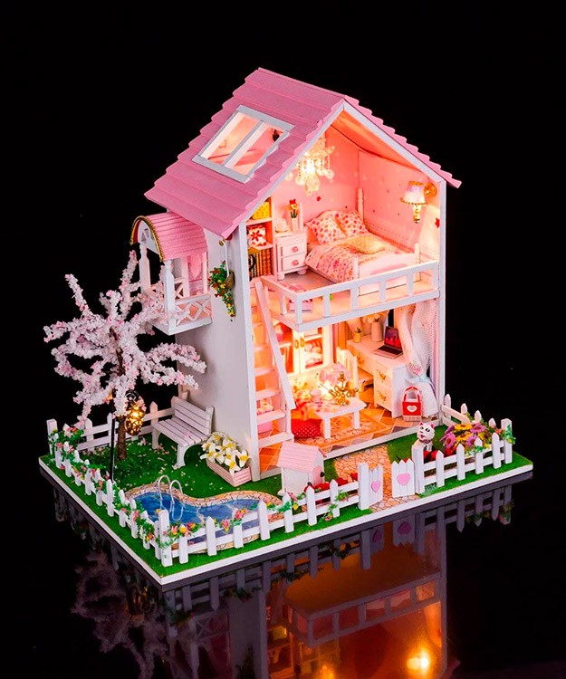 Набор для создания миниатюры (румбокс) «Коттедж с бассейном» — картинка 3