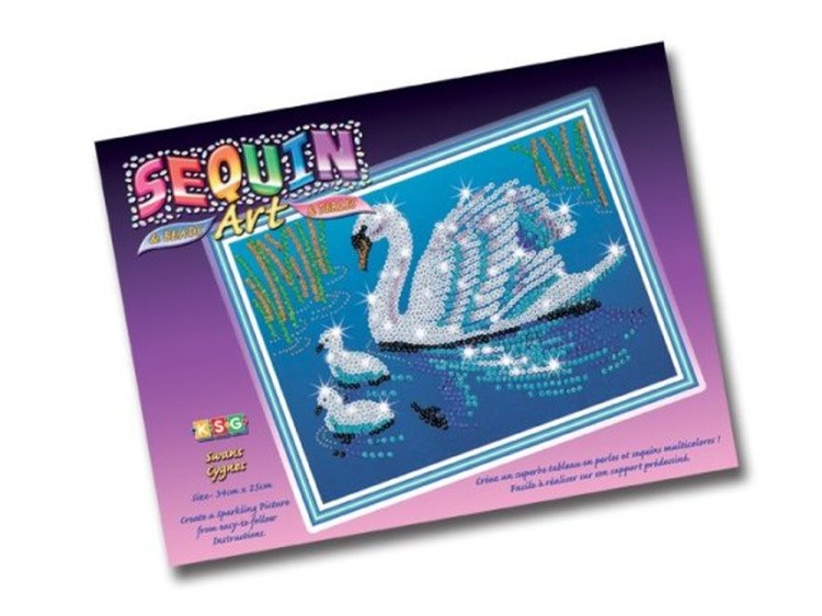 Мозаика из пайеток и бусин «Лебеди» — картинка 2