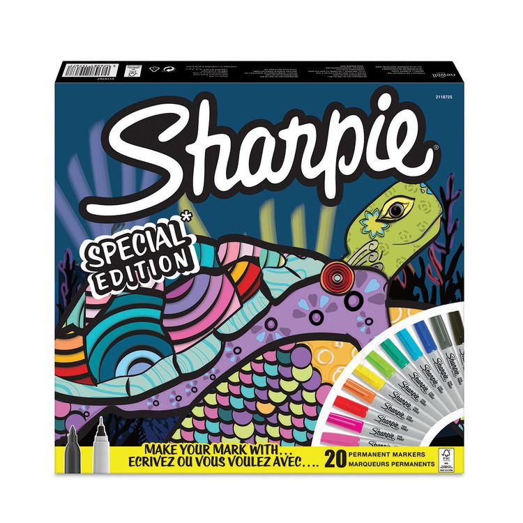 Набор перманентных маркеров  «Черепаха», цвета в ассортименте, в упаковке 20 шт., SHARPIE