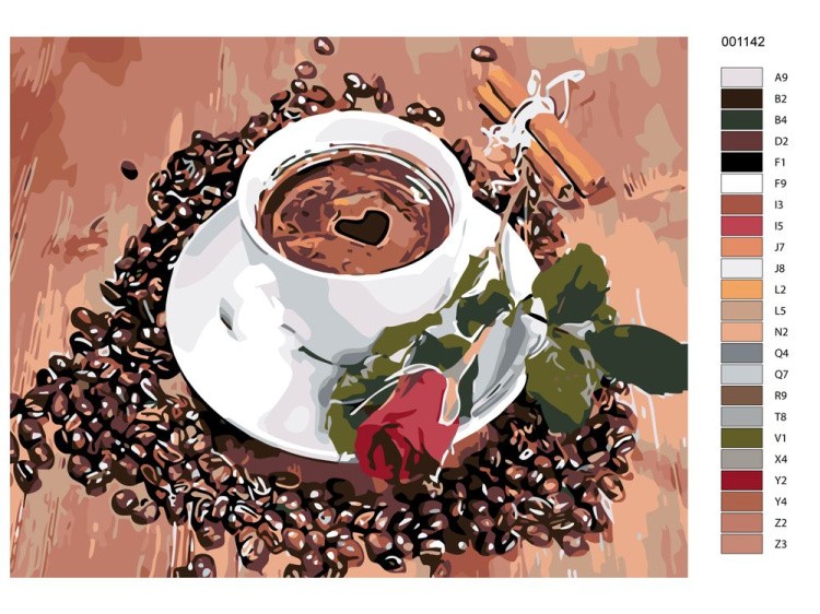 Картина по номерам «Кофе с розой» — картинка 2