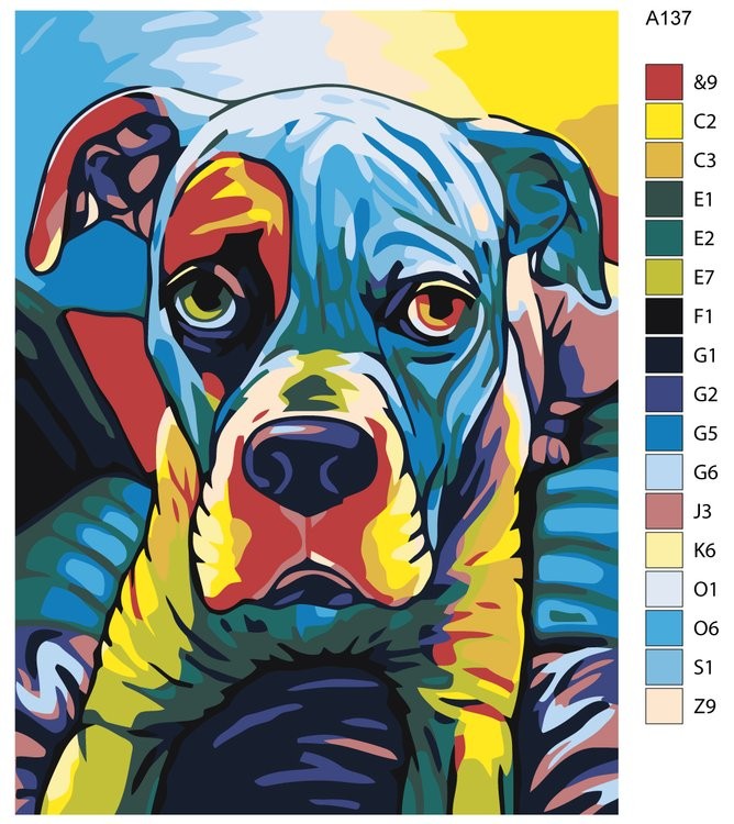 Картина по номерам «Радужный боксер» — картинка 2