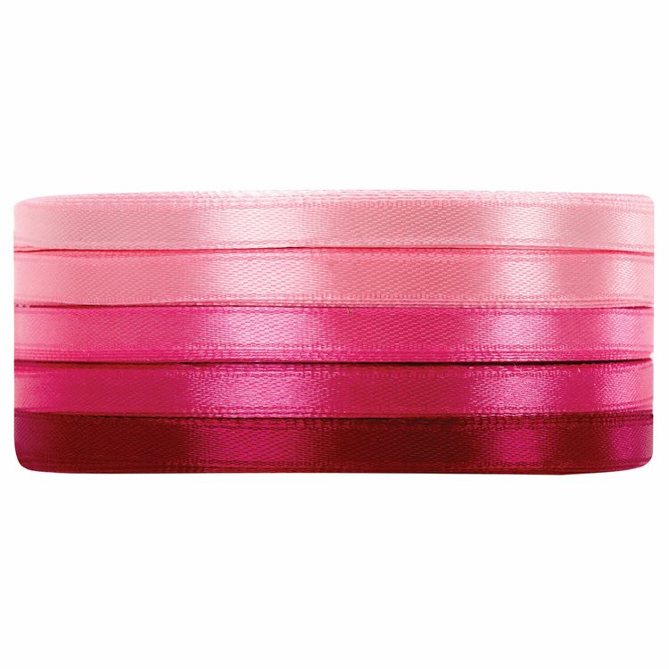 Лента атласная, ширина 6 мм, розовый спектр, набор 5 цветов по 23 м, Brauberg — картинка 2