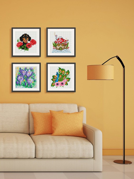 Алмазная вышивка «Павлин с анемонами» — картинка 8