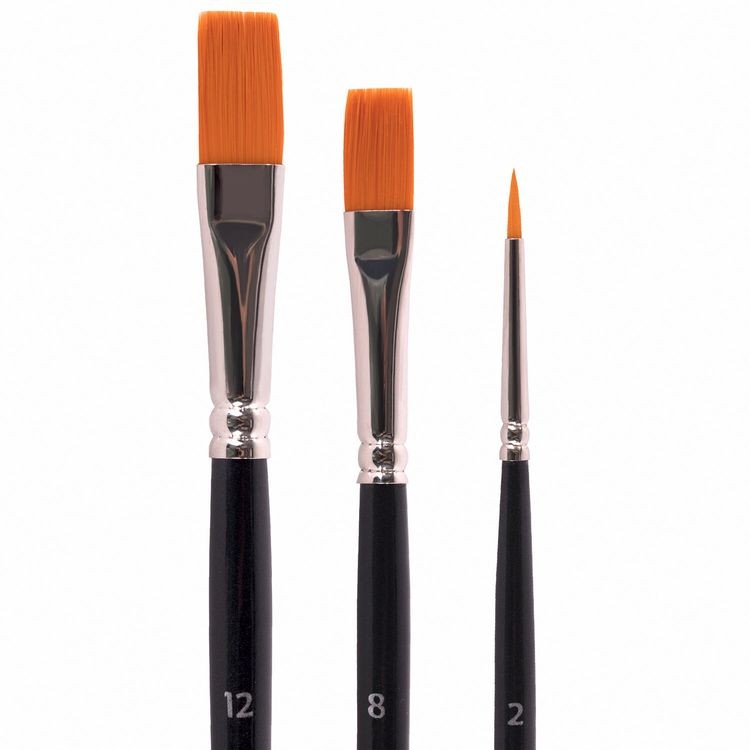 Кисти художественные Art Classic, набор 3 шт., синтетика (круглая № 2, плоские № 8, 12), Brauberg — картинка 7