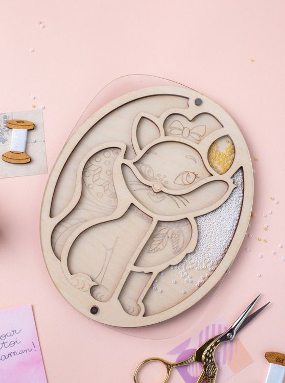 Органайзер для бисера с крышкой «Овал. Котик» — картинка 4