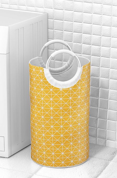 Ткань Лен, 140 г/м², 5 м x 150 см, цвет: желтый, геометрический принт, TBY — картинка 7