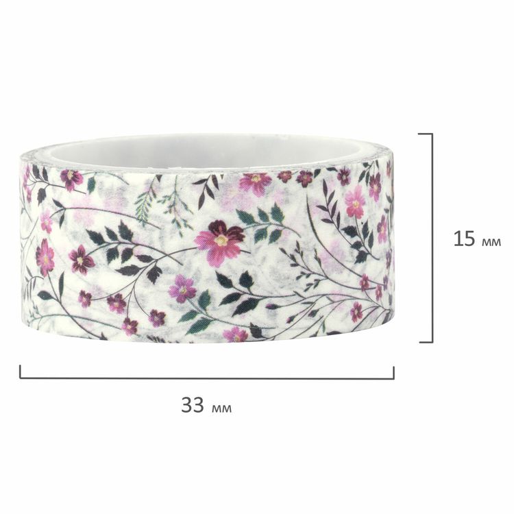 Клейкие WASHI-ленты для декора «Цветочный микс», 7 цветов, 15 мм х 3 м — картинка 5