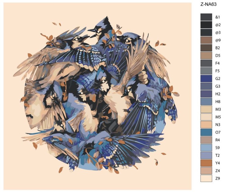 Картина по номерам «Синие птицы» — картинка 2