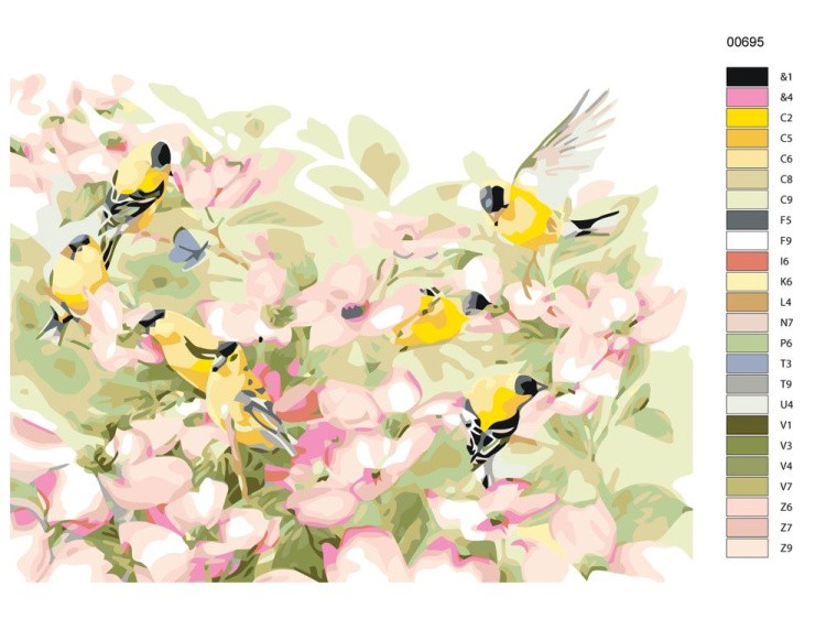 Картина по номерам «Весенние птицы» — картинка 2