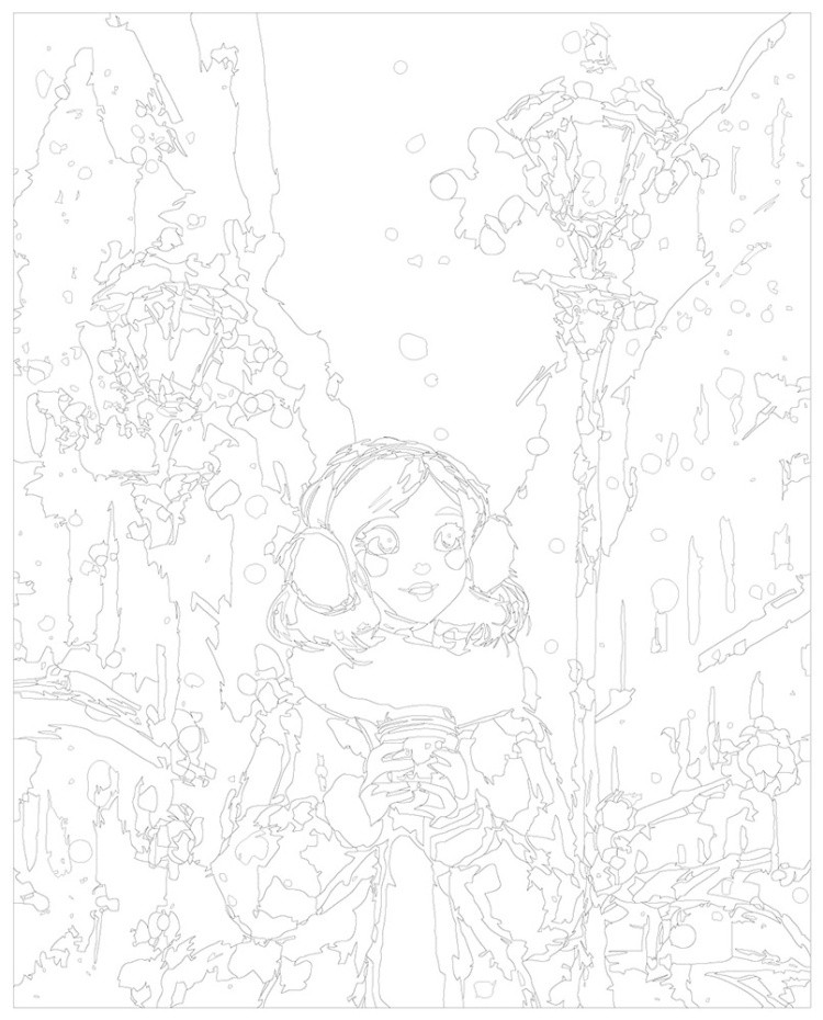 Картина по номерам Девушка с кофе в зимнем городе — картинка 3