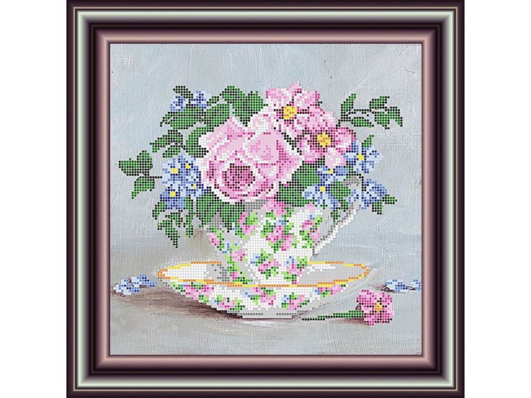 Рисунок на ткани «Чашечка с цветами 2»