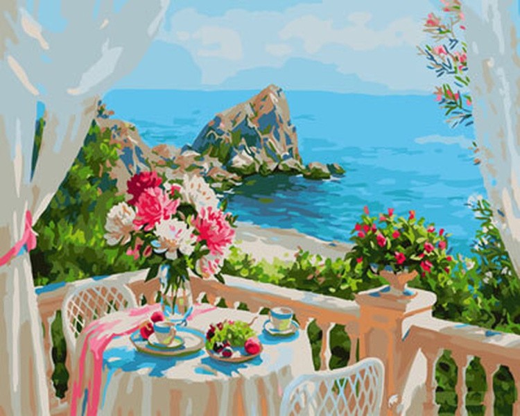 Картина по номерам «Балкончик с видом на море»