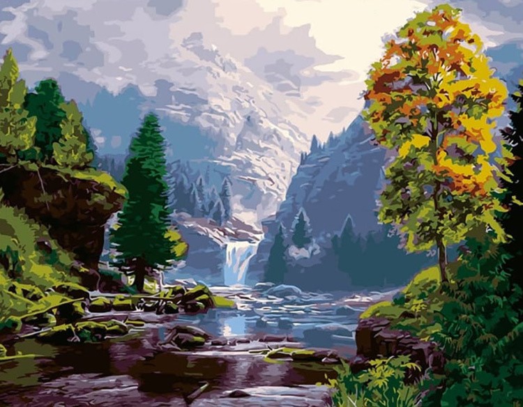 Картина по номерам «Горный водопад»