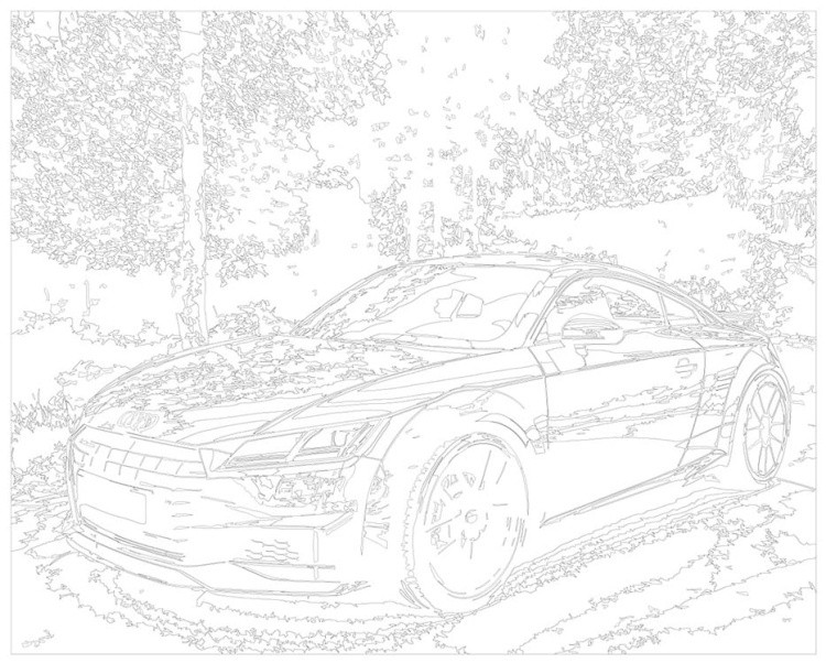 Картина по номерам «Машина Ауди ТТ на дороге в лесу 40x50» — картинка 3