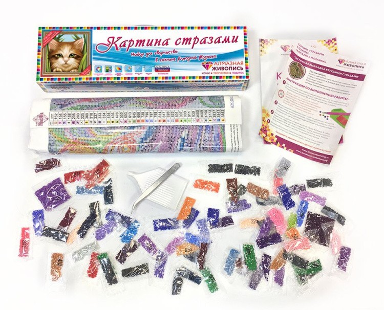 Алмазная вышивка «Зеленоглазый котенок» — картинка 3