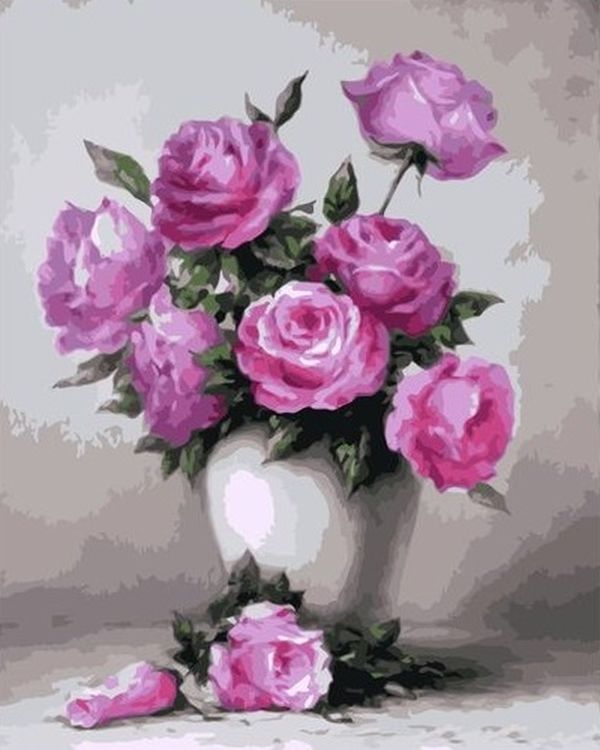 Картина по номерам «Сиреневые розы»