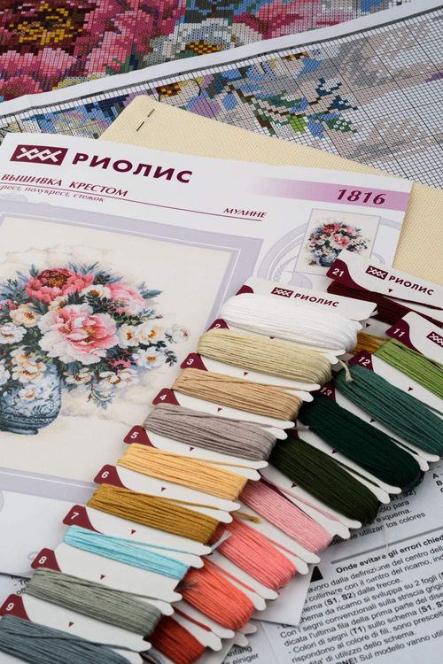 Набор для вышивания «Пионы и шиповник» — картинка 3