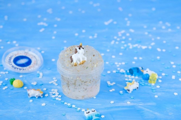 Слайм Стекло прозрачный с золотыми молниями, 100 гр — картинка 2