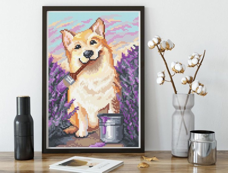 Алмазная вышивка «Корги-художник» — картинка 2