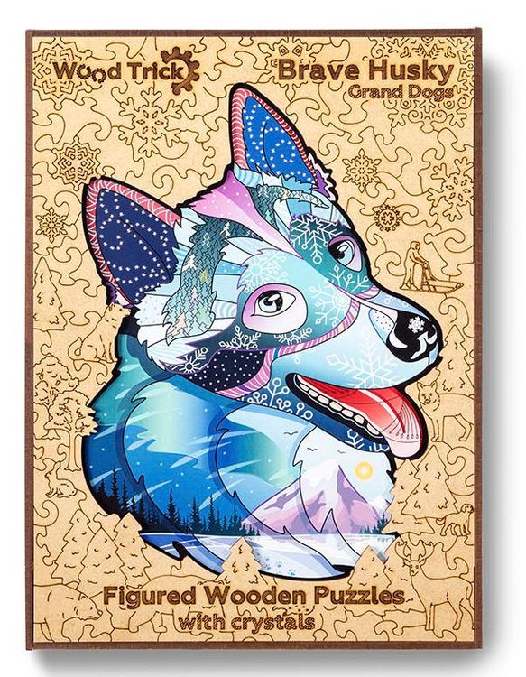 Деревянный пазл Wood Trick «Храбрый Хаски», с кристаллами Swarovski ® — картинка 6