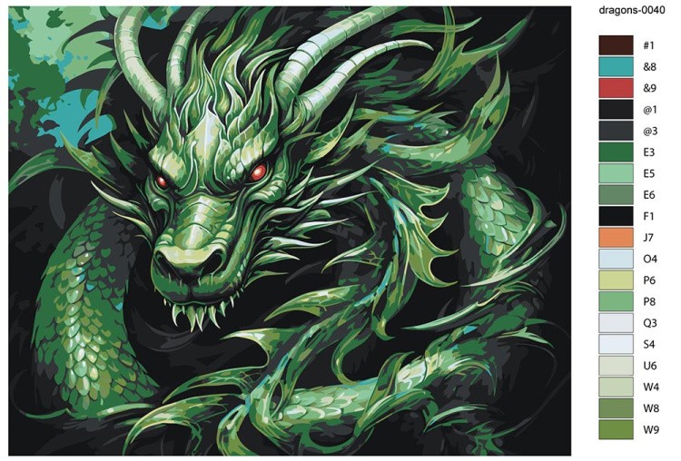 Картина по номерам «Зеленый деревянный дракон 7» — картинка 2