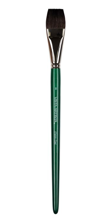 Кисть Green Line №8, имитация белки, плоская, короткая ручка, Vista-Artista