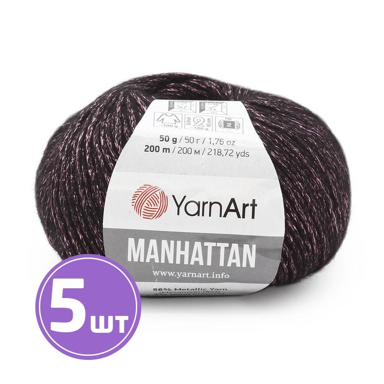 Пряжа YarnArt Manhattan (906), черный-розовый, 5 шт. по 50 г