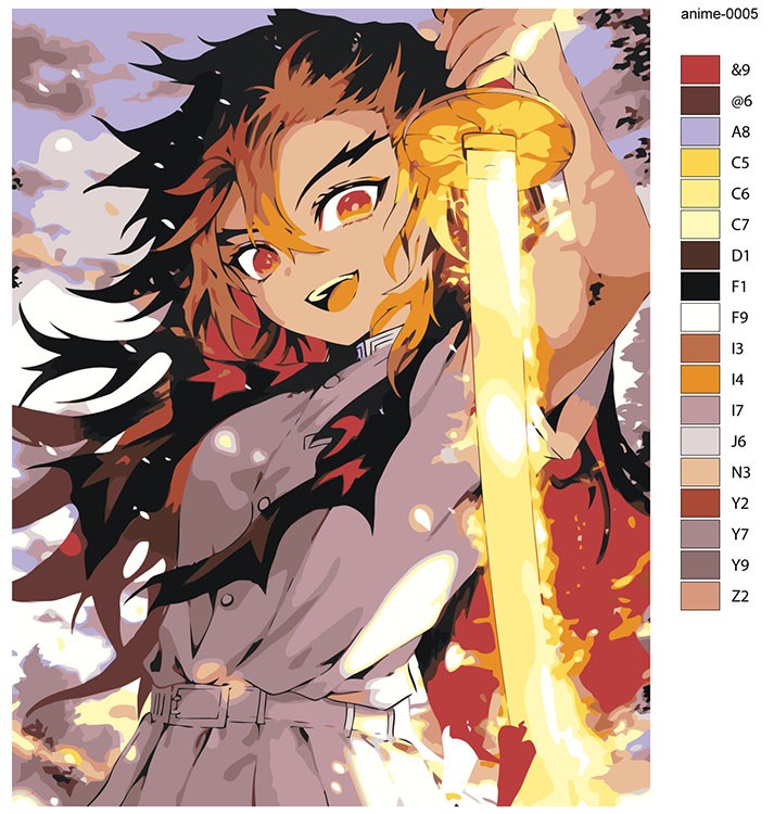 Картина по номерам «Аниме: Герой с огненным мечом» — картинка 2