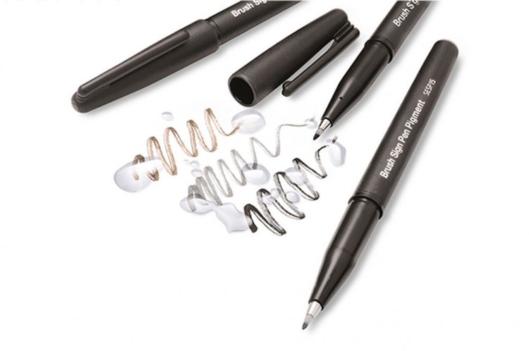 Фломастер-кисть Brush Sign Pen Pigment,1,1 - 2,2 мм, цвет: сепия, Pentel — картинка 5