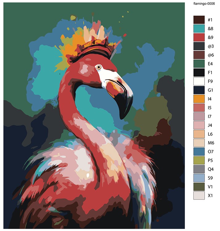 Картина по номерам «Фламинго с короной» — картинка 2