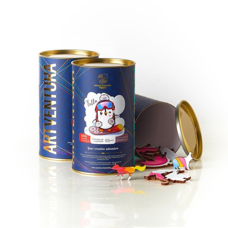 Деревянные пазлы Артвентура «Пингвин на сноуборде» — картинка 3