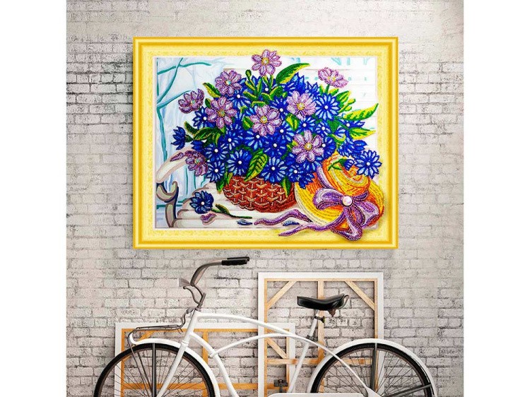 Алмазная вышивка 5D «Букет и шляпка» — картинка 4