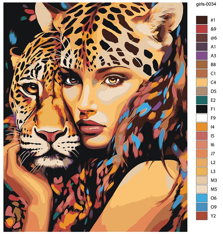 Картина по номерам «Девушка и леопард» — картинка 2