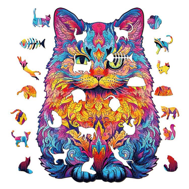 Деревянные пазлы «Радужный кот L», Woodbests — картинка 2