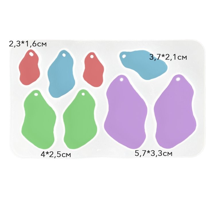 Силиконовый молд для сережек и кулонов жеода, 14x9 см, 1 шт. — картинка 2