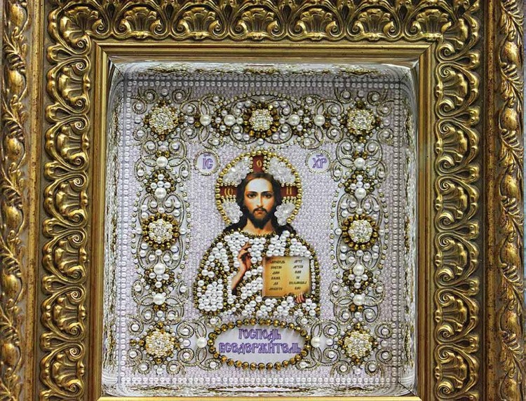 Вышивка Образа в каменьях «Господь Вседержитель (венчальная)» — картинка 2