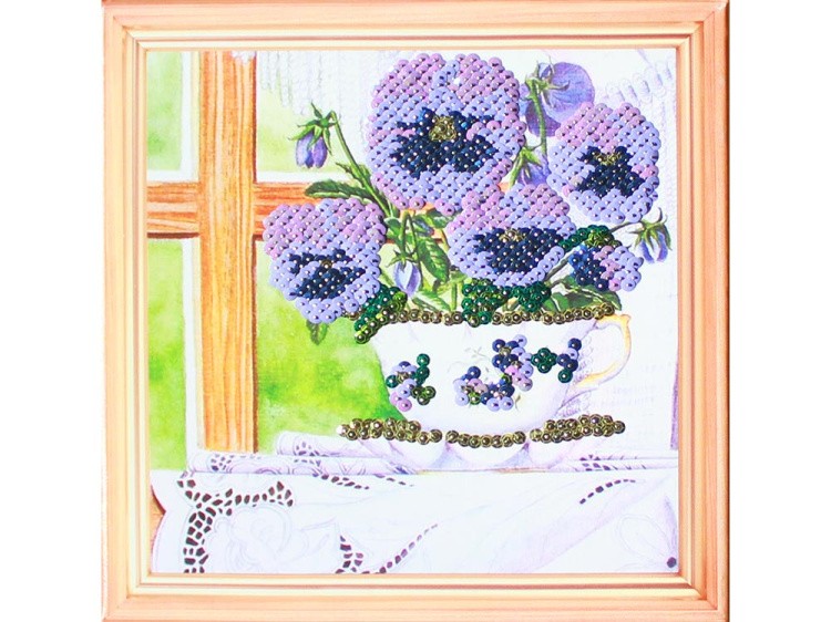 Мозаика из пайеток «Анютины глазки» — картинка 2