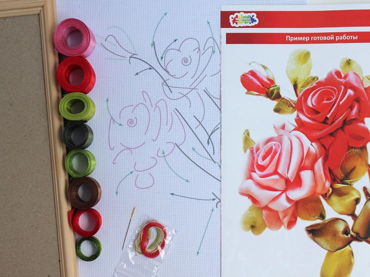 Вышивка лентами «Розы» — картинка 2