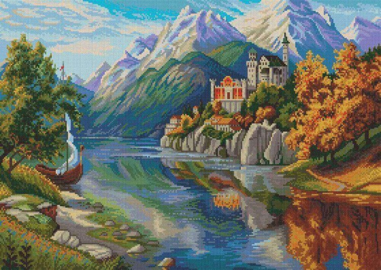 Алмазная вышивка «Замок в горах» — картинка 2
