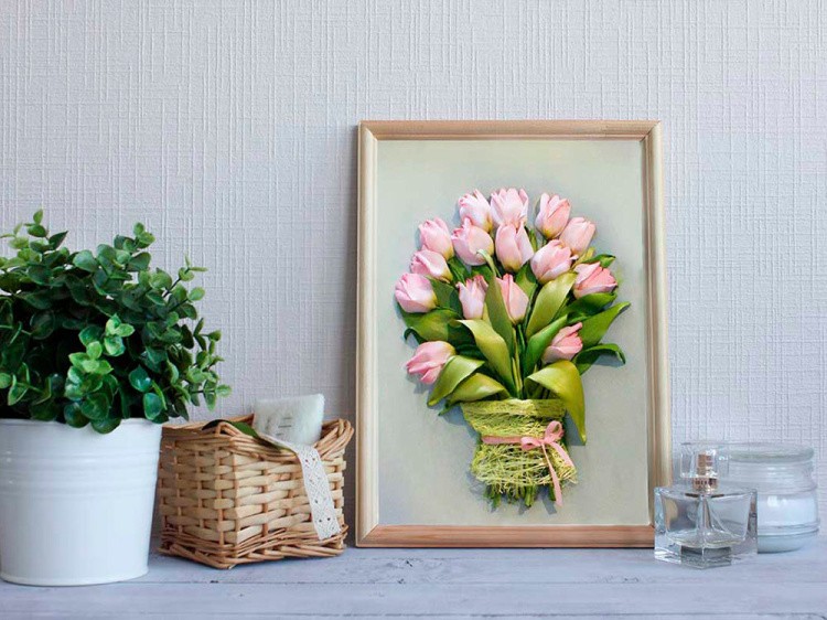 Вышивка лентами «Тюльпаны» — картинка 3