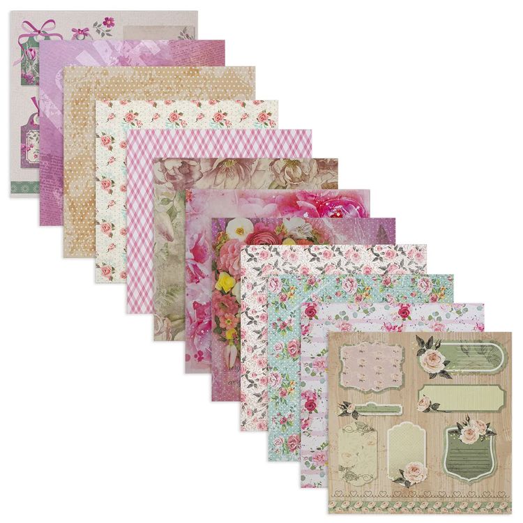 Бумага для скрапбукинга 15х15 см «Шебби-шик», 12 дизайнов — картинка 2