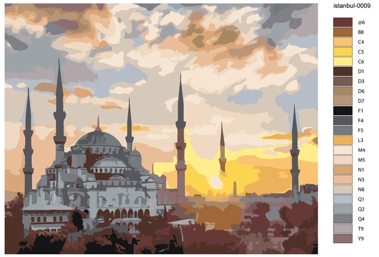 Картина по номерам «Стамбул, Турция: Голубая мечеть 40х50» — картинка 2