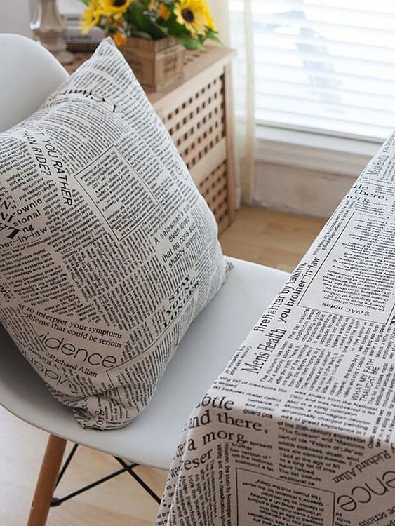 Ткань льняная, 1 м x 150 см, 140 г/м², цвет: белый, черные надписи, TBY — картинка 5