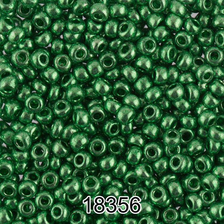 Бисер Чехия круглый 6 10/0, 2,3 мм, 500 г, цвет: 18356 светло-зелёный металлик