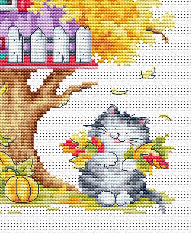 Набор для вышивания «Кошкин дом. Осень» — картинка 4